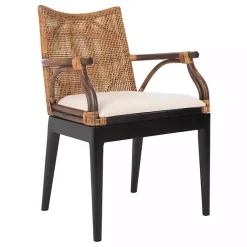 Kirklands Home Dark Rattan and Mahogany Gianni Accent Chair Brown
