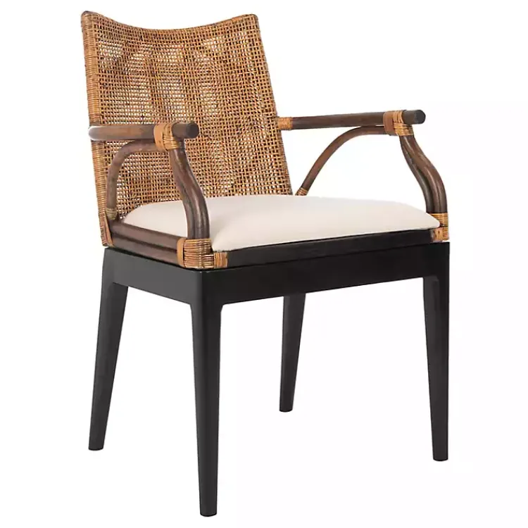 Kirklands Home Dark Rattan and Mahogany Gianni Accent Chair Brown