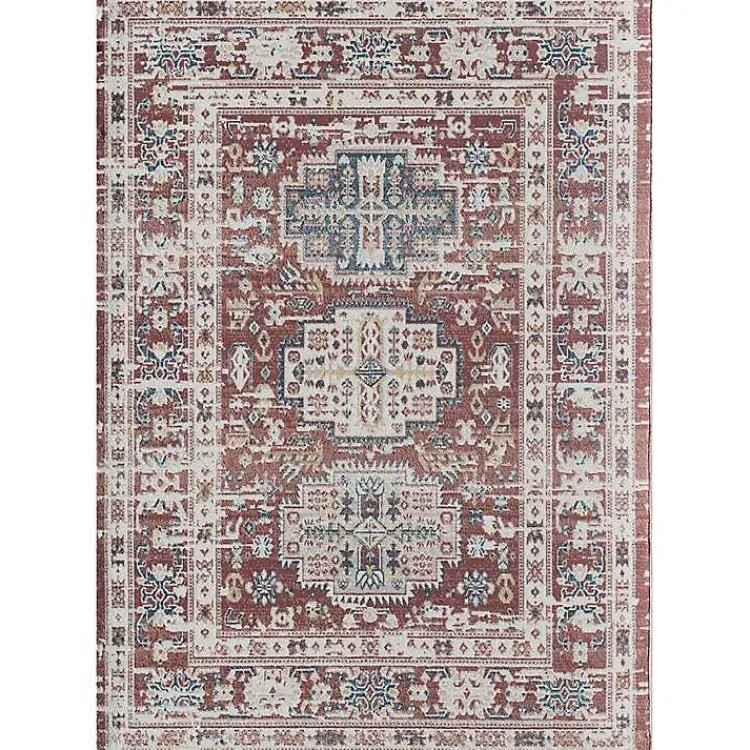 Kirklands Home Dark Terra Cotta Borde Area Rug, 8x10 Red Sale