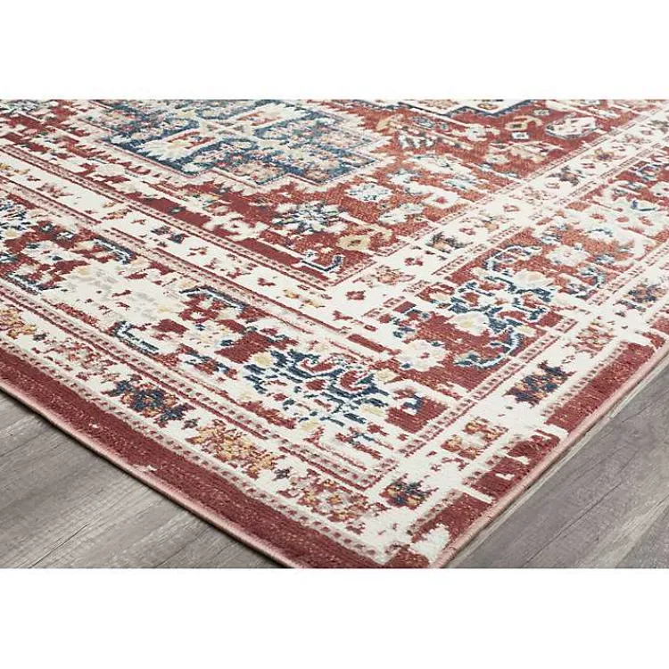 Kirklands Home Dark Terra Cotta Borde Area Rug, 8x10 Red Sale