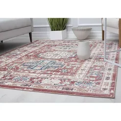 Kirklands Home Dark Terra Cotta Borde Area Rug, 8x10 Red Sale