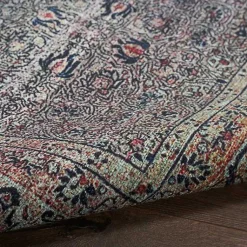 Kirklands Home Dark Vintage Floral Washable Area Rug, 5x7 Gray