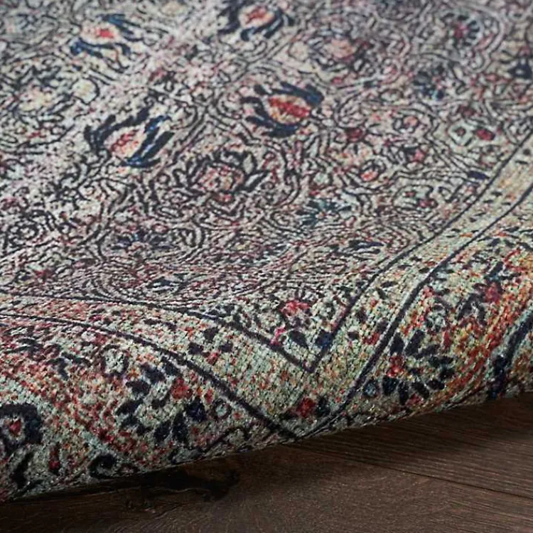 Kirklands Home Dark Vintage Floral Washable Area Rug, 5x7 Gray
