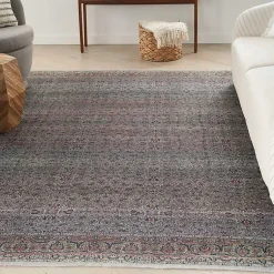 Kirklands Home Dark Vintage Floral Washable Area Rug, 7x9 Gray Sale
