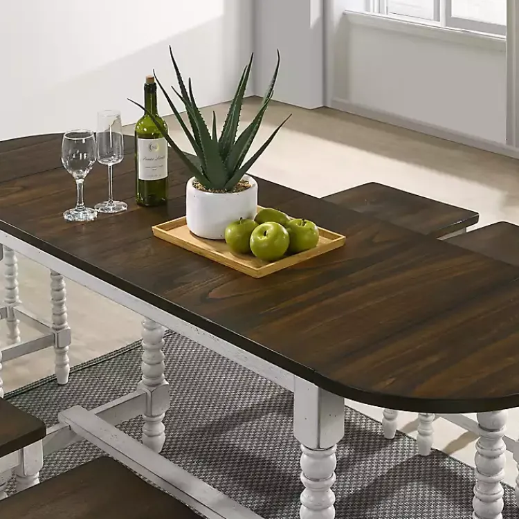 Kirklands Home Dark Walnut & White Wood Ema Counter Height Table Brown Clearance