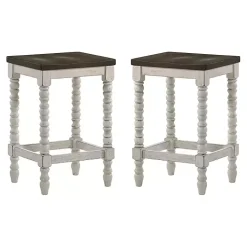 Kirklands Home Dark Walnut & White Wood Ema 2-pc. Counter Stools Brown Sale