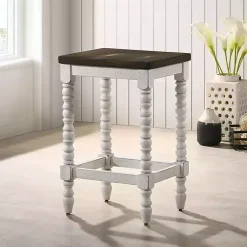 Kirklands Home Dark Walnut & White Wood Ema 2-pc. Counter Stools Brown Sale