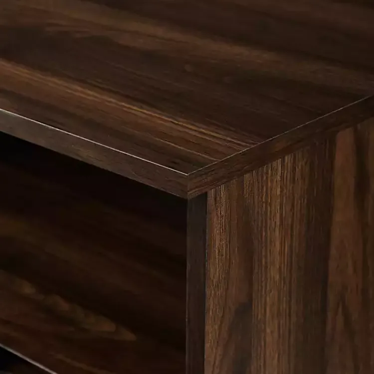 Kirklands Home Dark Walnut Angled Door Wooden Sideboard Cabinet Brown Outlet