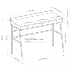 Kirklands Home Dark Walnut Angled 3-Drawer Desk Discount