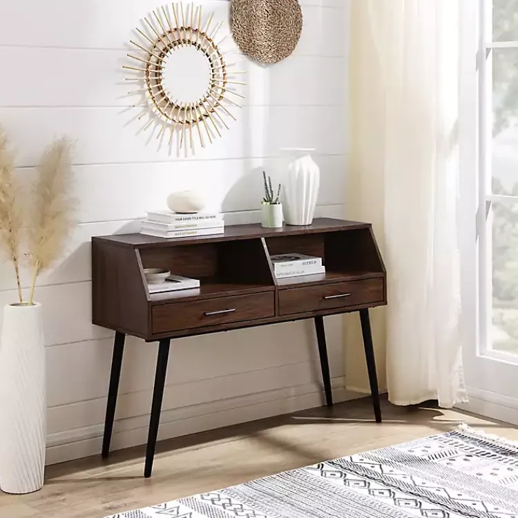 Kirklands Home Dark Walnut 2-Drawer Henry Console Table Brown Sale