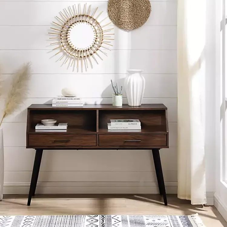 Kirklands Home Dark Walnut 2-Drawer Henry Console Table Brown Sale