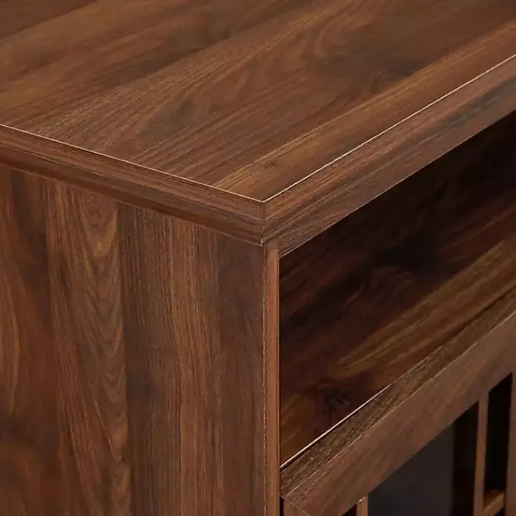 Kirklands Home Dark Walnut Glass Door Classic TV Stand Brown Outlet
