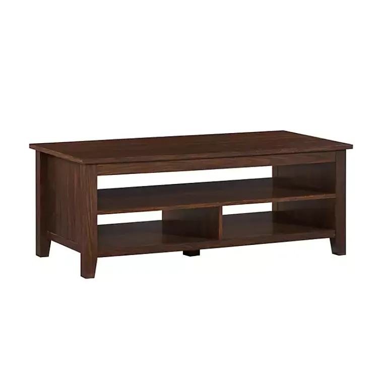 Kirklands Home Dark Walnut Grooved Side Panel Coffee Table Brown Outlet
