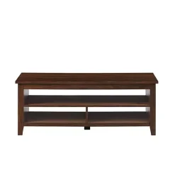 Kirklands Home Dark Walnut Grooved Side Panel Coffee Table Brown Outlet