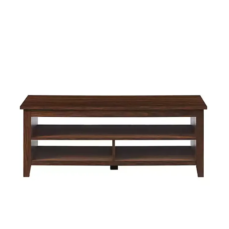 Kirklands Home Dark Walnut Grooved Side Panel Coffee Table Brown Outlet