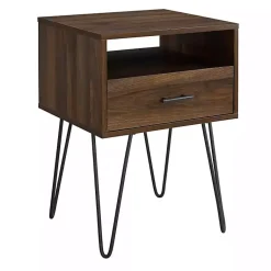 Kirklands Home Dark Walnut Modern Farmhouse Side Table Brown