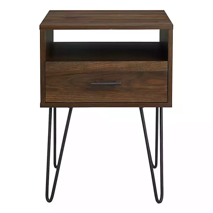 Kirklands Home Dark Walnut Modern Farmhouse Side Table Brown