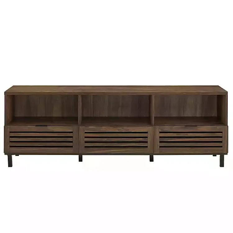 Kirklands Home Dark Walnut Rustic Slat Door TV Stand, 70 in. Brown
