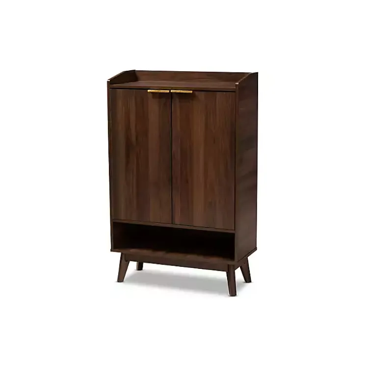 Kirklands Home Dark Walnut 5-Shelf Wooden Shoe Cabinet Brown