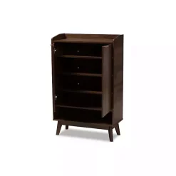 Kirklands Home Dark Walnut 5-Shelf Wooden Shoe Cabinet Brown