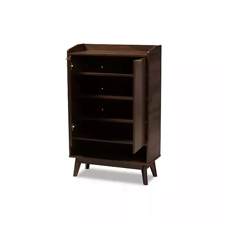 Kirklands Home Dark Walnut 5-Shelf Wooden Shoe Cabinet Brown