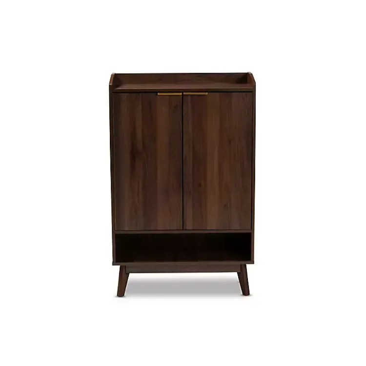 Kirklands Home Dark Walnut 5-Shelf Wooden Shoe Cabinet Brown