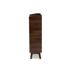 Kirklands Home Dark Walnut 5-Shelf Wooden Shoe Cabinet Brown