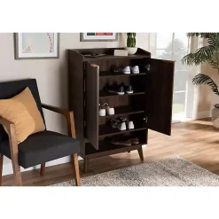 Kirklands Home Dark Walnut 5-Shelf Wooden Shoe Cabinet Brown