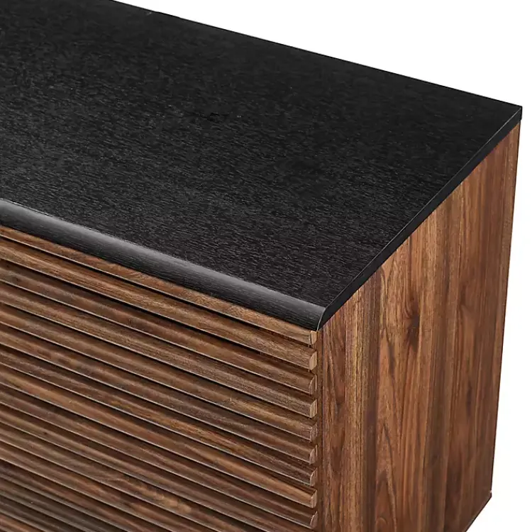 Kirklands Home Dark Walnut Slatted 4-Drawer Cabinet Brown