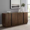 Kirklands Home Dark Walnut Wood and Black Metal Sideboard New
