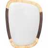 Kirklands Home Dark Wood and Natural Cane Abstract Wall Mirror New