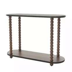 Kirklands Home Dark Wood Beaded Spindle Console Table Brown