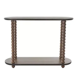 Kirklands Home Dark Wood Beaded Spindle Console Table Brown