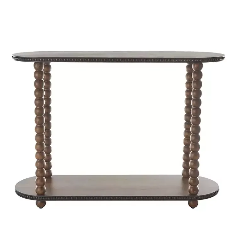 Kirklands Home Dark Wood Beaded Spindle Console Table Brown