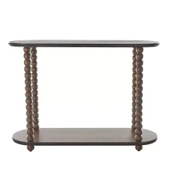 Kirklands Home Dark Wood Beaded Spindle Console Table Brown