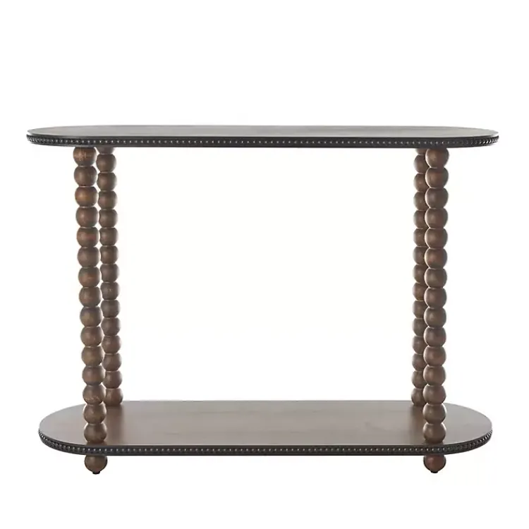Kirklands Home Dark Wood Beaded Spindle Console Table Brown