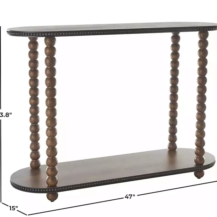 Kirklands Home Dark Wood Beaded Spindle Console Table Brown