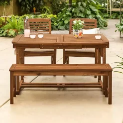 Kirklands Home Dark Wood Slat Back 4-pc. Outdoor Dining Set Brown Clearance