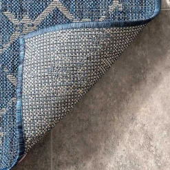 Kirklands Home Davon Blue Moroccan Trellis Outdoor Rug, 5x8 New