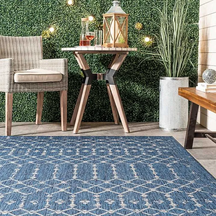 Kirklands Home Davon Blue Moroccan Trellis Outdoor Rug, 8x10 Discount