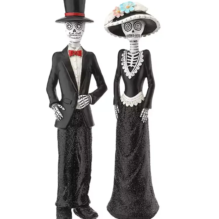 Halloween>Kirklands Home Day of the Dead Skeleton Couple Statues, Set of 2