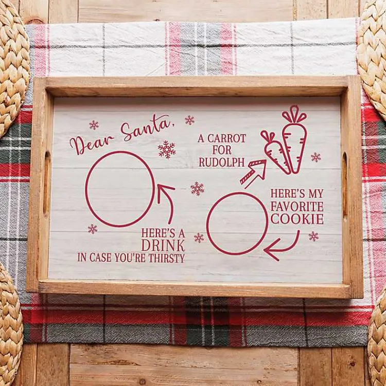 Christmas Decorations>Kirklands Home Dear Santa Wooden Decorative Tray