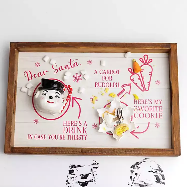 Christmas Decorations>Kirklands Home Dear Santa Wooden Decorative Tray