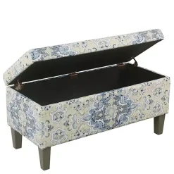 Kirklands Home Decorative Antique Storage Bench Blue Clearance
