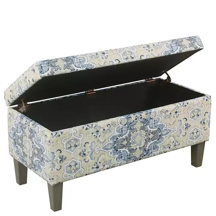 Kirklands Home Decorative Antique Storage Bench Blue Clearance