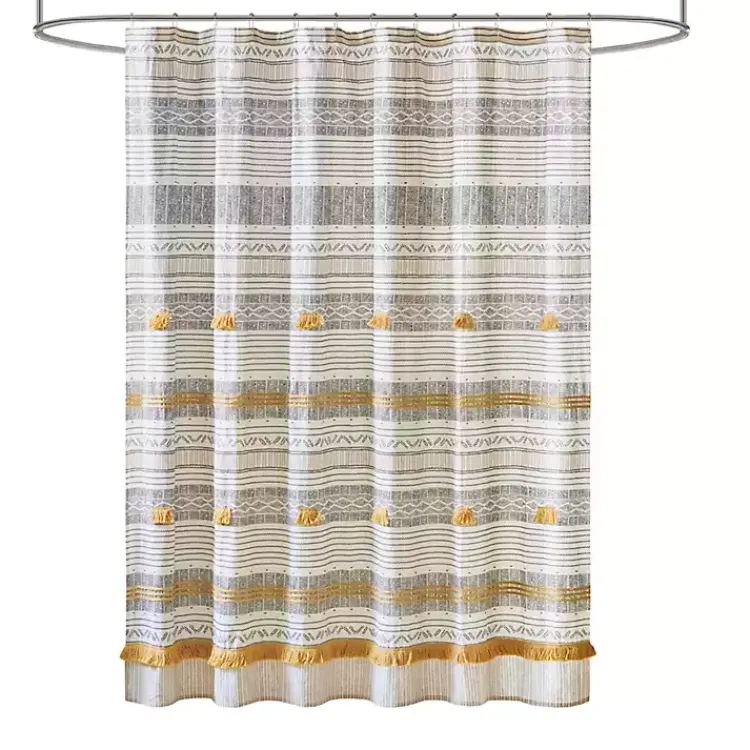 Kirklands Home Decorative Stripe Tassel Shower Curtain Online