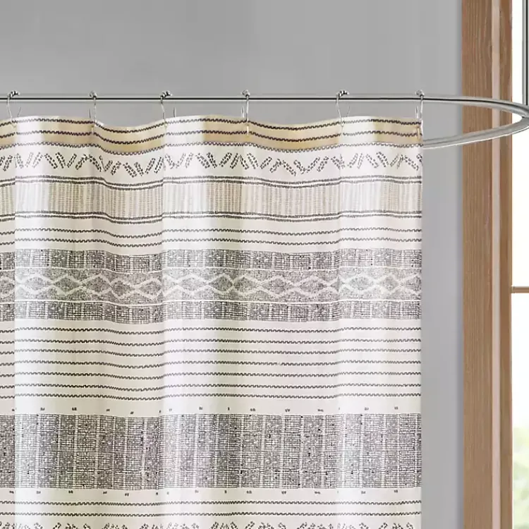 Kirklands Home Decorative Stripe Tassel Shower Curtain Online