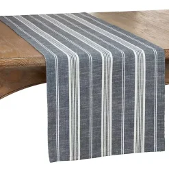 Kirklands Home Deep Blue Thin Striped Table Runner