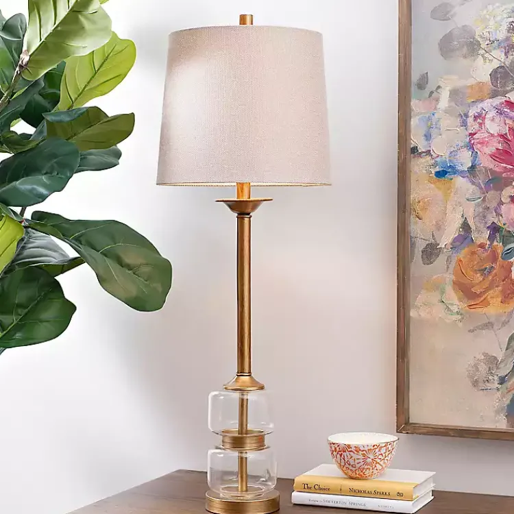 Kirklands Home Deep Gold Glass Orb Buffet Lamp Tan