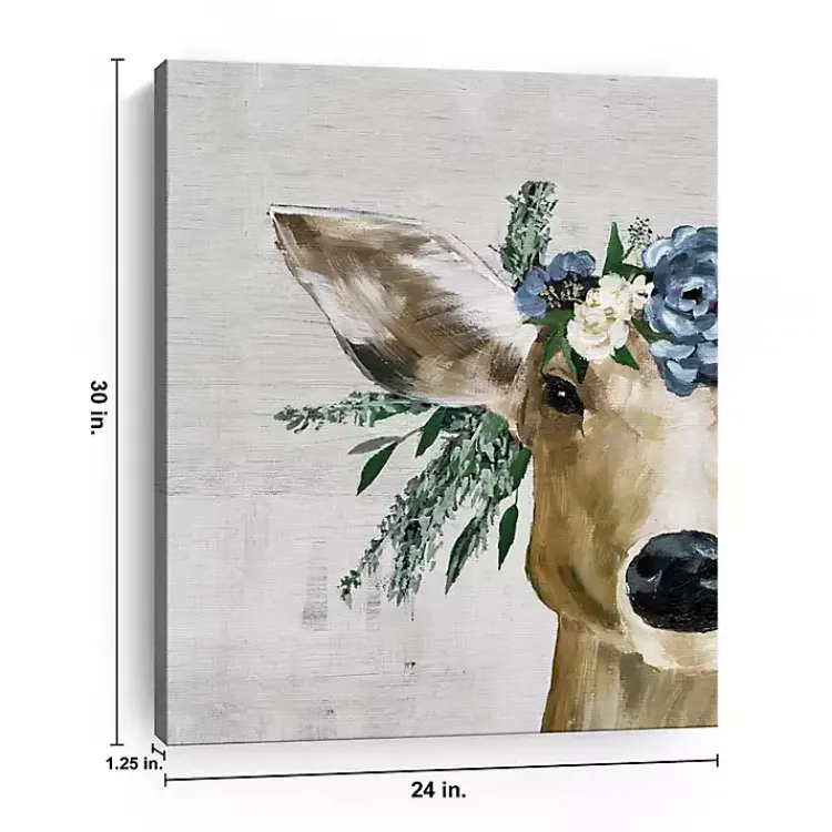 Kirklands Home Deer and Wildflowers Giclee Canvas Art Print Clearance